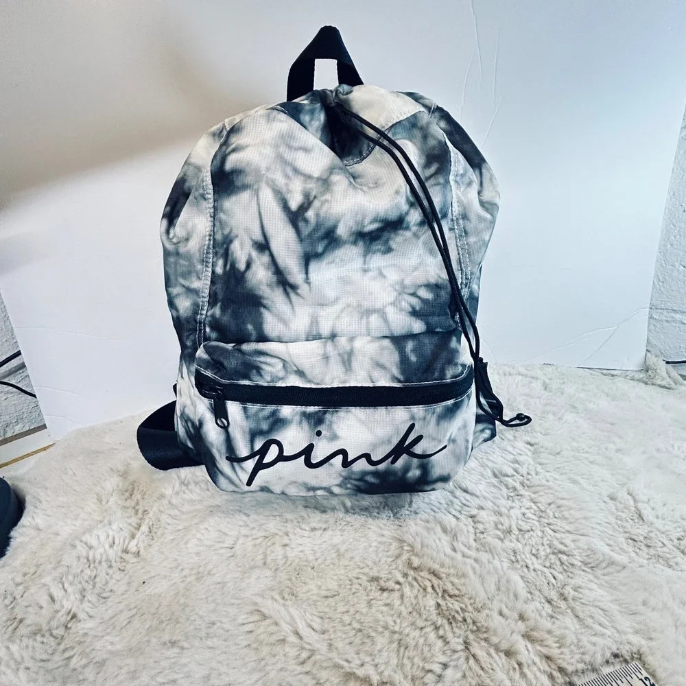PINK Victoria's Secret Backpack Drawstring‎ Tie Dye Gym Bag Bookbag Women